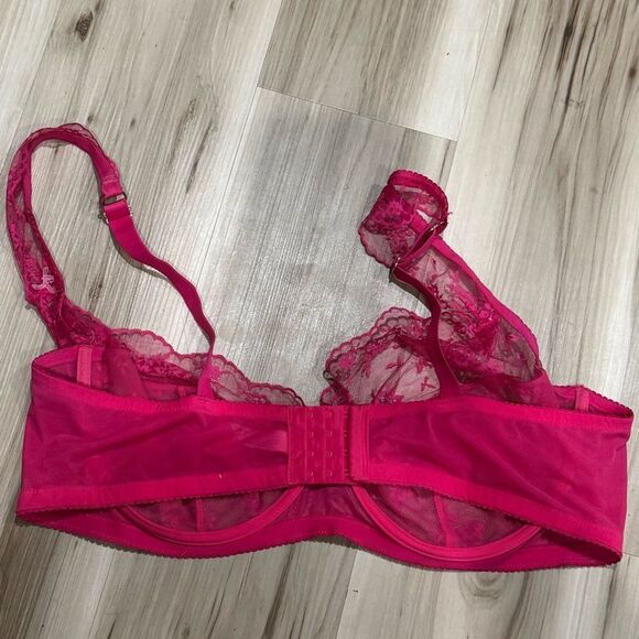 Adore Me Pink Lace Semi Sheer Bra Women’s 44G - Picture 2 of 4